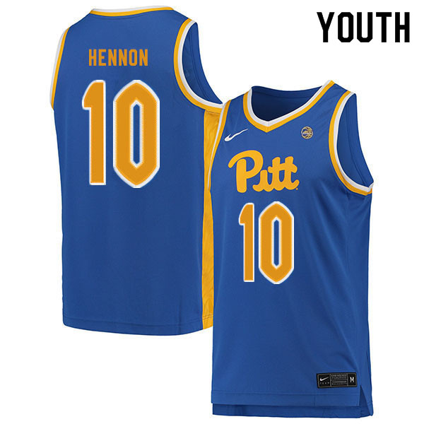 Youth #10 Don Hennon Pitt Panthers College Basketball Jerseys Sale-Blue